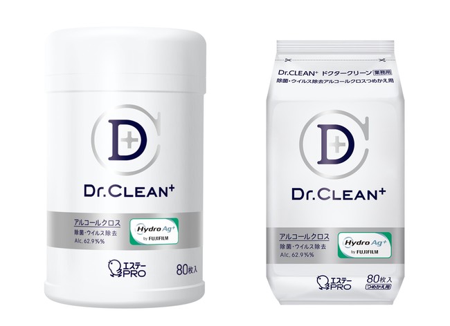 「Dr.CLEAN⁺　除菌・ウイルス除去アルコールクロス」本体（左）とつめかえ（右）