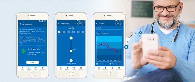   スマホ・アプリを利用したBeHear NOW聴力アシスト設定イメージ