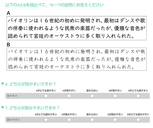 教科書体のアンケート（一部）
