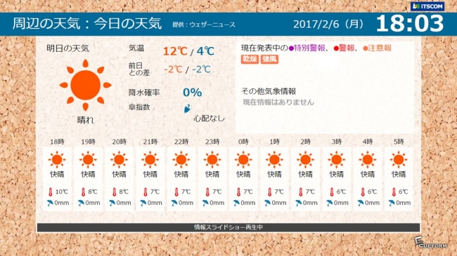 テレビ・プッシュ_生活情報(今日の天気)