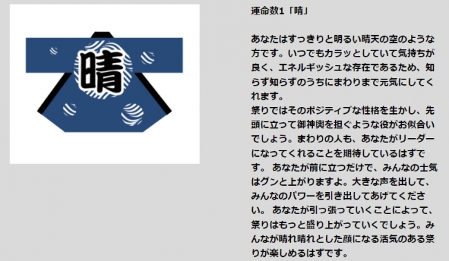 法被（はっぴ）性格診断コンテンツ例