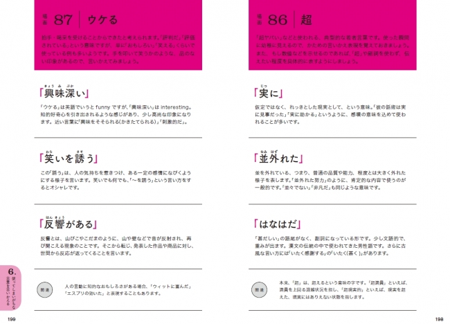 第６章は「使ってしまいがちな言葉を言いかえる」をご紹介。はっきり言うのは失礼になる言葉の代替案を提案しました。「すごい」「マジで」「かわいい」「尊い」「ぶっちゃけ」など多数掲載。