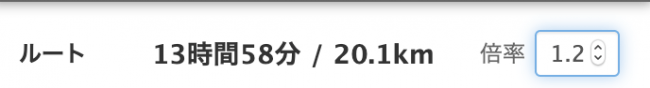 歩くスピードをややゆっくりの1.2にした場合