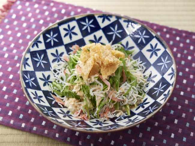 京水菜と豆腐の和え混ぜサラダ