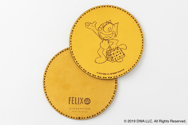 OJAGA DESIGN レザーコースター FELIX THE CAT [Sketch] イエロー