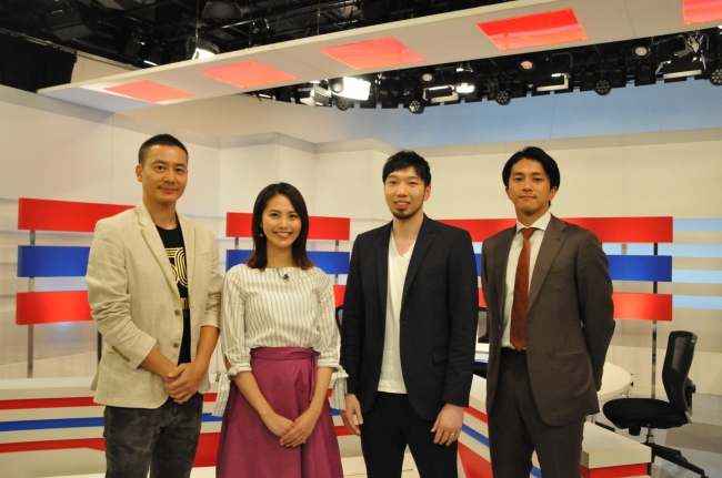 (左より）長澤壮太郎、渋佐和桂奈、松井松井啓十郎(シーホース三河） (C)WOWOW 