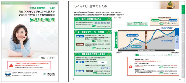 UCDA認証「見やすいデザイン」を取得した「こだわり変額保険」の商品パンフレット