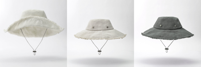 “brim（ブリム）” 全3色　2サイズ(baby／kids)　左から white、oat、olive　※画像はベビーサイズ