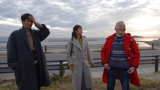 美しい夕景の三河湾に到着