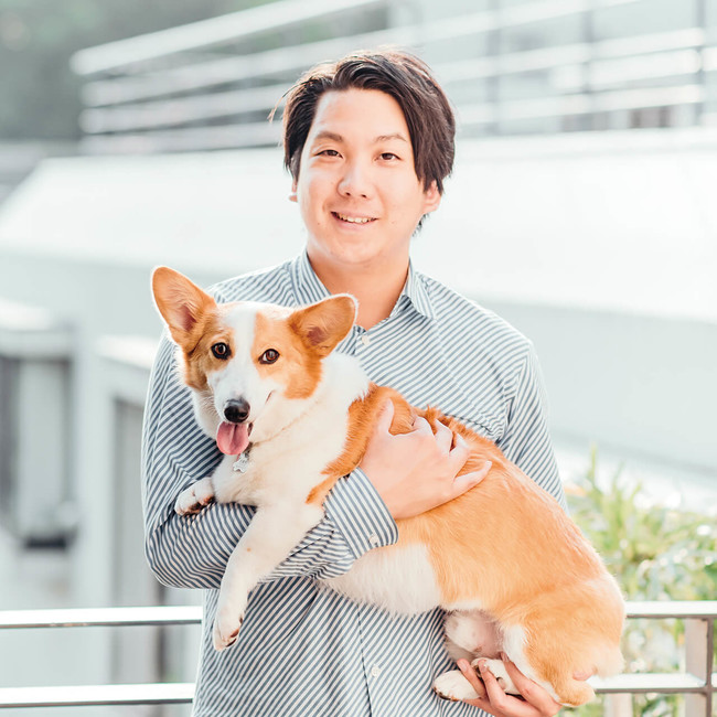 愛犬コルクと大久保