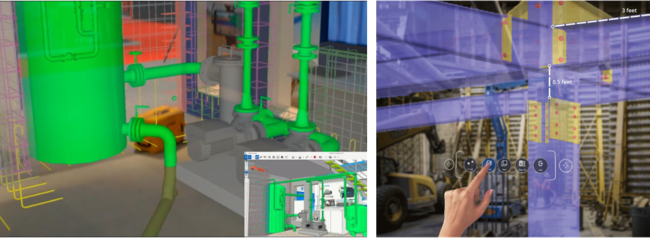 ３Dデータの事前確認イメージ　　　　　　　　　　　　　　　　　　点間距離測定による干渉チェックイメージ