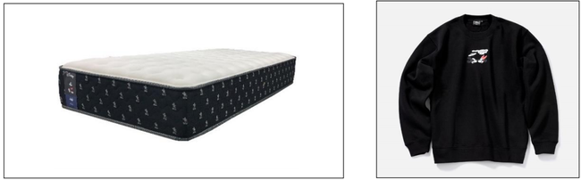 ▲「Sealy Bed」商品イメージ © Disney　　　　　　                               ▲「fukuske」レディース M&M スウェット © Disney