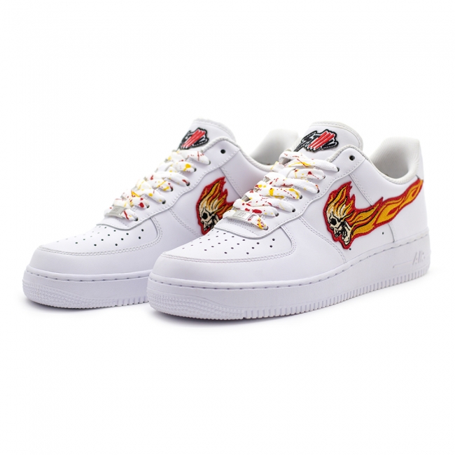 BURNING SKULLS AIR FORCE 1 White Low Custom 