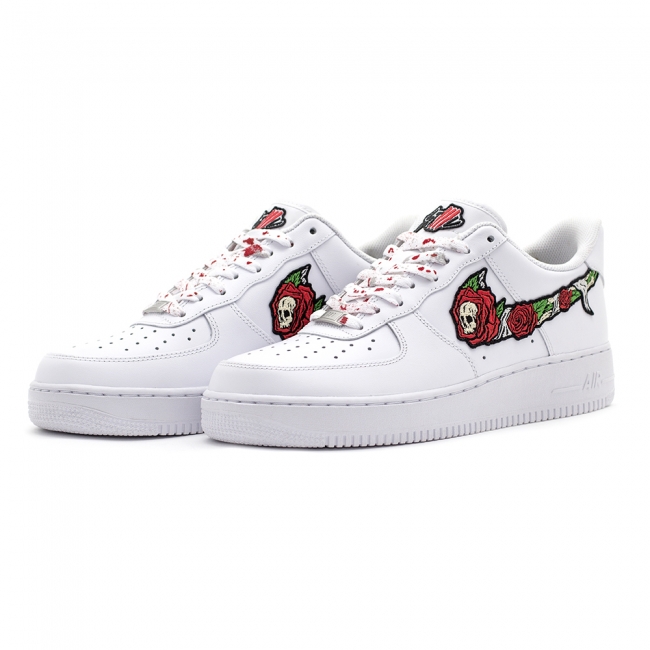 SKULL N’ ROSES AIR FORCE 1 Low White Custom Sneakers 