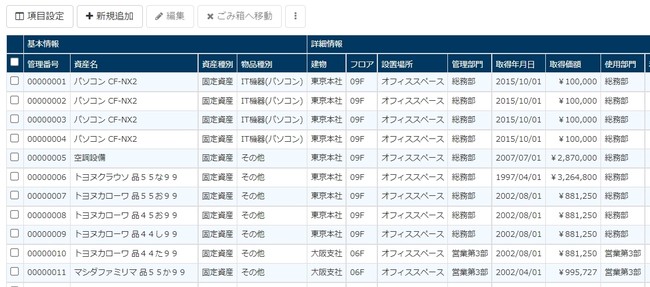 承認結果はコンビベースの物品台帳へ自動反映