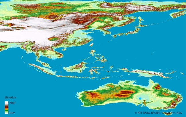 完成したAW3D全世界デジタル3D地図　（アジア・オセアニア）