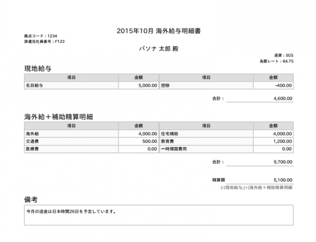 海外給与明細書