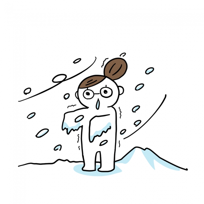 イラストはかわいいが、本当に仮死状態になった雪山遭難