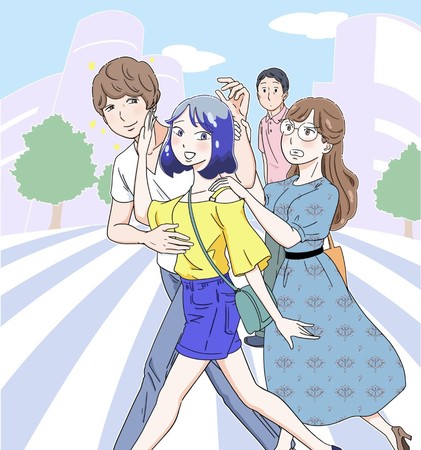 『わたしたちは無痛恋愛がしたい 〜鍵垢女子と星屑男子とフェミおじさん〜』カラーイラスト