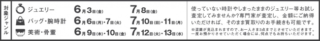 2016年6月、7月実施予定のお試し査定イベント