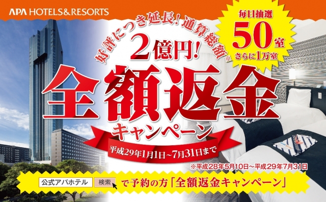 全額返金キャンペーン（第2弾 平成29年1月1日～7月31日）