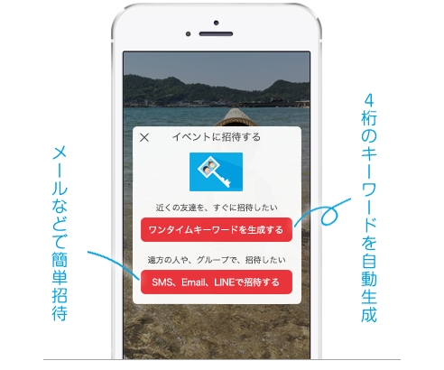 招待するとワンクリックで写真を楽しめる！