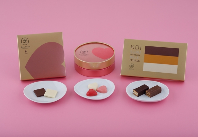 左より 恋するチョコレート 「キャレ」、「ザ・ハート」、「ミルフィーユ」