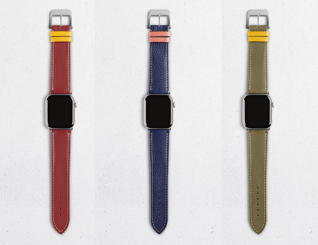 MOBILITY APPLE WATCH® STRAP　￥23,100(税込)　ボルドー／インディゴブルー／カーキ／タバコ　　SIZE  38mm・40mm用 ／ 42mm・40mm用　  長さ105mm-70mm