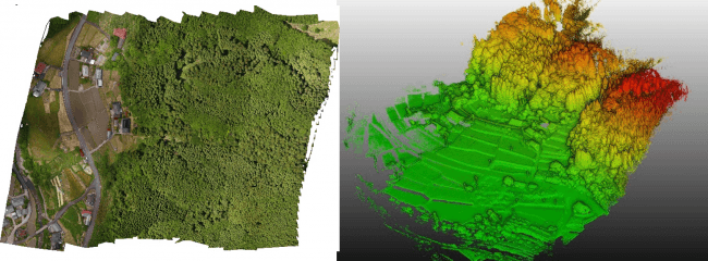 計測地全体のオルソ画像および点群取得状況