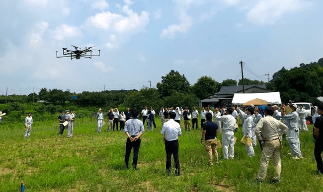 UAVレーザ「Terra Lidar（テラライダー）」デモ計測の様子