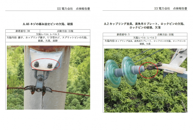 自動で生成された点検レポート（ー例）