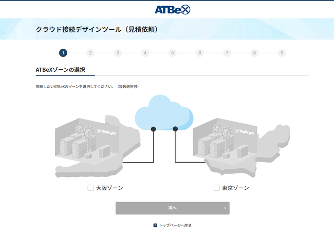 【クラウド接続構成シミュレーション画面】