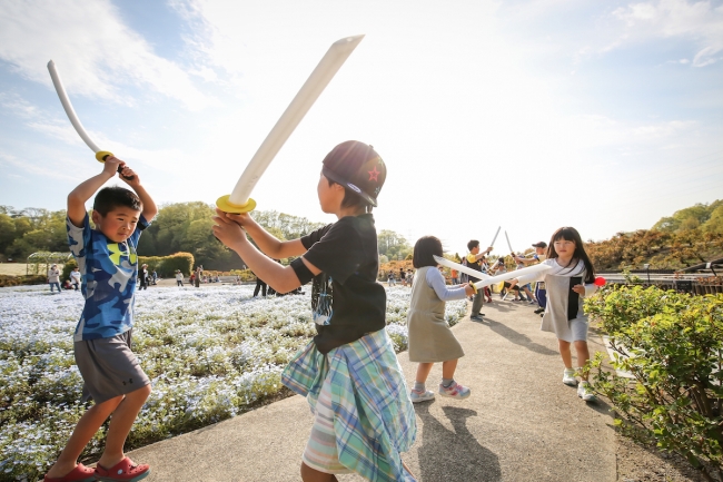 花フェスタ記念公園でのチャンバラ