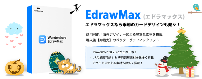 ▲　EdrawMax(エドラマックス)にはイラスト素材もたくさん搭載されています。