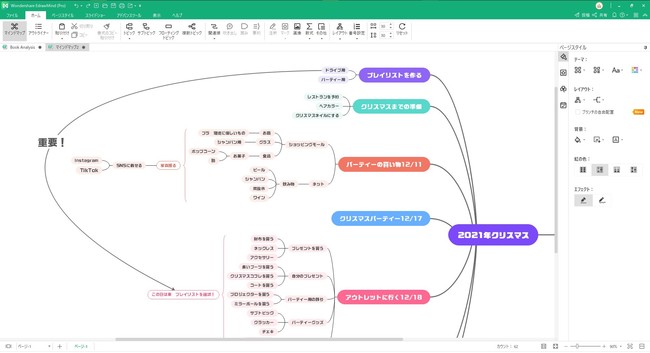 ▲　クリスマス計画についてのマインドマップの例