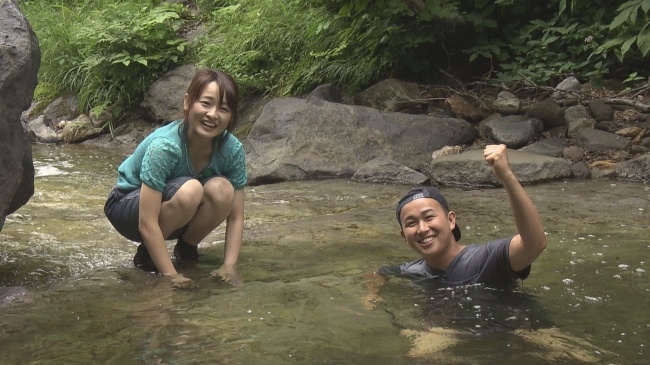 カムイワッカ湯の滝にて