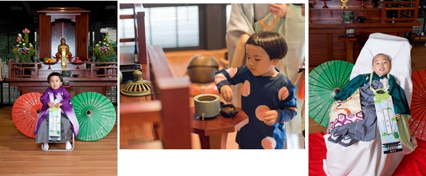 萬年山　勝林寺　本堂での七五三の様子