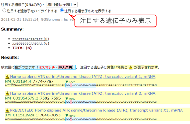 ▲着目遺伝子のみ表示