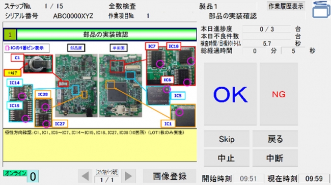 【検査結果入力画面】作業手順書の表示と作業結果の入力を1画面で行えます。