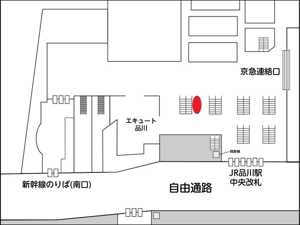 JR品川駅 構内図（赤丸がイベント会場）