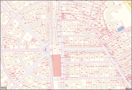 【地番・筆界表示画面イメージ（赤字・赤線）