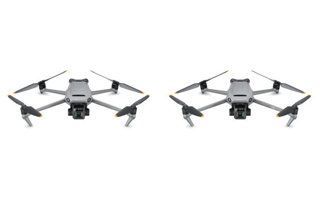 左：DJI Mavic 3　右：DJI Mavic 3 Cine　外見上の違いはロゴのみ