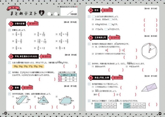 ▲まとめテストで力だめし。わからない問題は、学習ページに戻ってもう一度チェック！