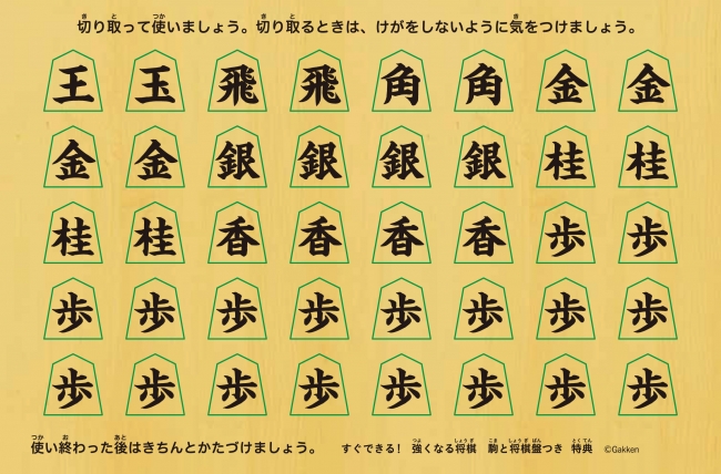 ▲駒〔実際は切り抜き加工されており、簡単に台紙から取り外せます