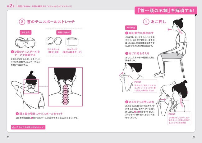 ↑できるだけ人と密に接することなく、簡単かつ効率的に不調や痛みを解消できるのが理想的。そうした点を十分に考慮し、自宅で実践できるセルフケアのメソッドを凝縮しました。