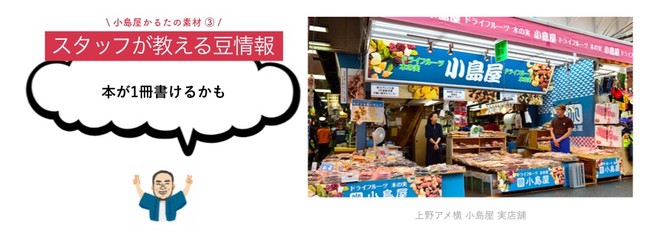 小島屋かるたの素材３　スタッフが教える豆情報