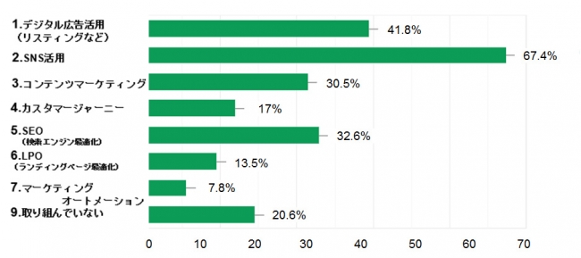 あなたの会社ではどのようなデジタルマーケティングに取り組んでいますか？（複数回答可）