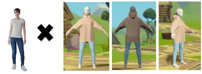 ↑アバターが「VIRTUAL CLOTHING™」で製作した洋服をバーチャル空間で着用