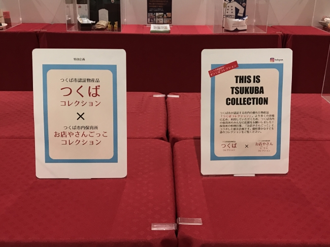 オープン企画としてつくば市が認証する物産品「つくばコレクション」を市内保育所が応援する展示企画を実施