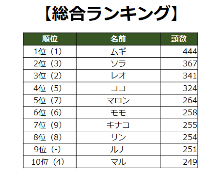 ※（ ）内は昨年順位